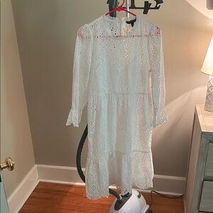 Elegant White Eyelet Dress